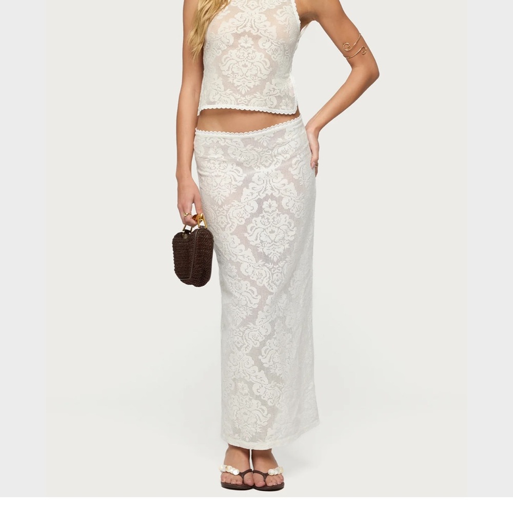 NWT Edikted White Lace Maxi Skirt